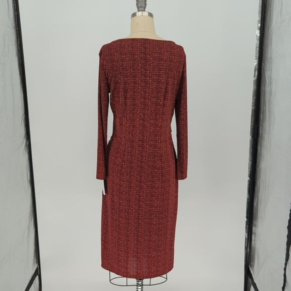 Talbots Printed Jersey Knit Dress Red S preppy Business casual classic stretch - Picture 2 of 7
